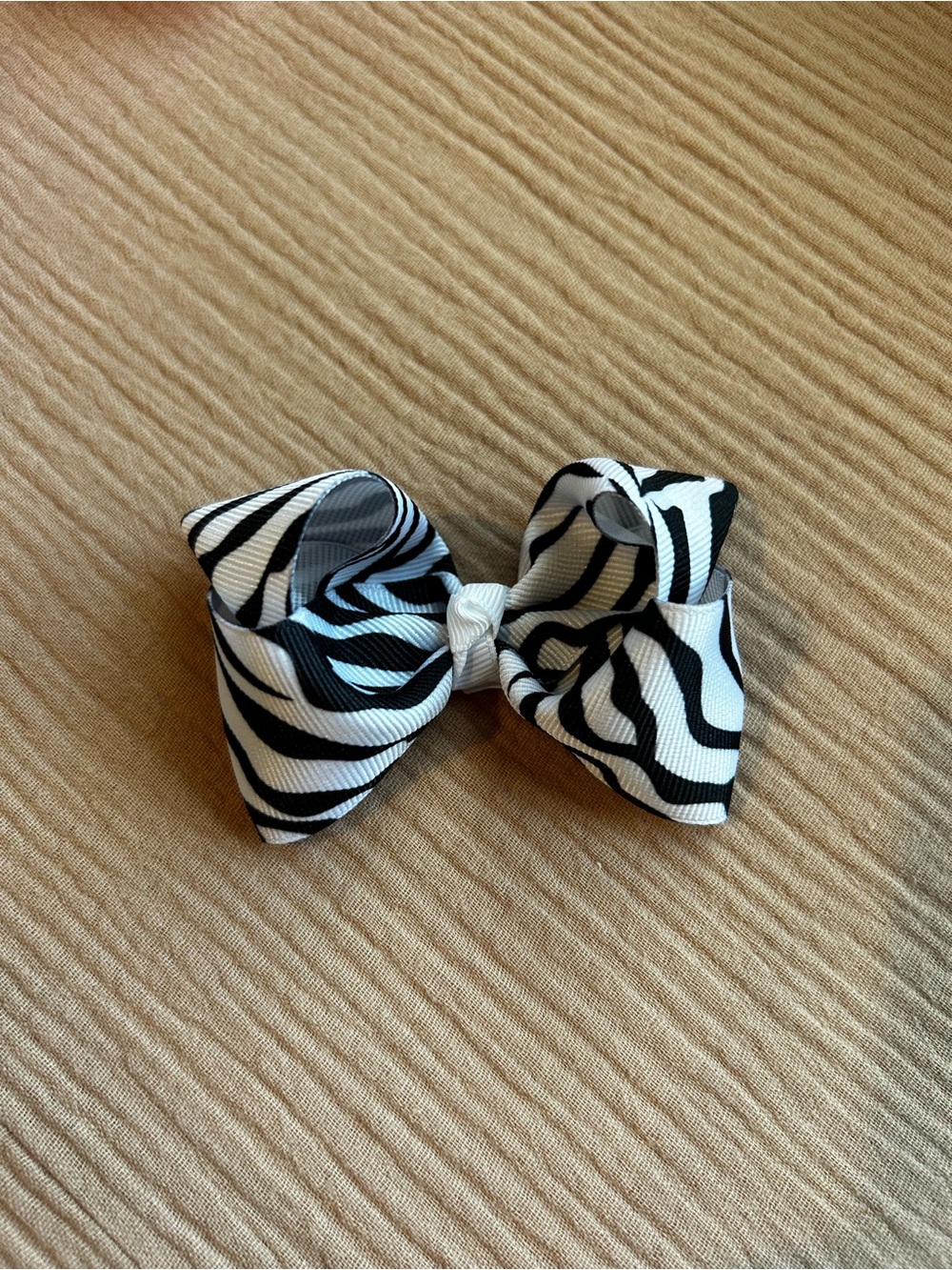 3” Zebra Print Kids Hair Bow - Black & White